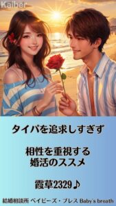 タイパを追求しすぎず、相性を重視する婚活のススメ　栃木県 佐野市 結婚相談所 ベイビーズ・ブレス