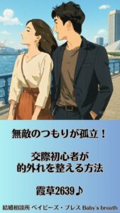 無敵のつもりが孤立！交際初心者が的外れを整える方法　栃木県 佐野市 結婚相談所 ベイビーズ・ブレス