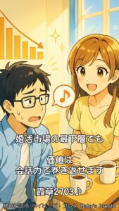 婚活市場の最下層でも価値は会話力で巻き返せます　栃木県 佐野市 結婚相談所 ベイビーズ・ブレス