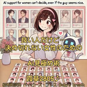 良い人だけど…決め切れない女性のためのAI見極め術 栃木県 佐野市 結婚相談所 ベイビーズ・ブレス