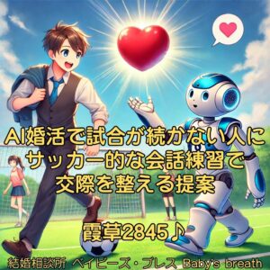 AI婚活で試合が続かない人にサッカー的な会話練習で交際を整える提案　栃木県 佐野市 結婚相談所 ベイビーズ・ブレス