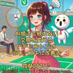 AI婚活で続かない交際を変えるバドミントン式ラリースキル改善法　栃木県 佐野市 結婚相談所 ベイビーズ・ブレス