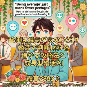 普通は減点が少ないだけ 婚活で判断材料を増やす攻略法と成長型婚活AI　栃木県 佐野市 結婚相談所 ベイビーズ・ブレス