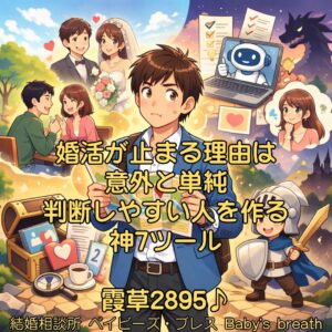 婚活が止まる理由は意外と単純 判断しやすい人を作る神7ツール　栃木県 佐野市 結婚相談所 ベイビーズ・ブレス