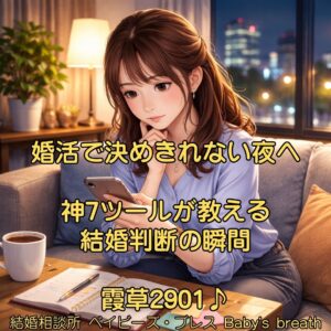 婚活で決めきれない夜へ、神7ツールが教える結婚判断の瞬間　栃木県 佐野市 結婚相談所 ベイビーズ・ブレス