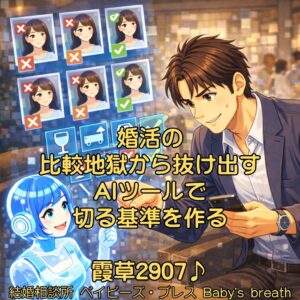 婚活の比較地獄から抜け出す、AIツールで切る基準を作る 栃木県 佐野市 結婚相談所 ベイビーズ・ブレス
