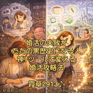 婚活の失敗がただの黒歴史になる人、神7ツールで変える婚活攻略法 栃木県 佐野市 結婚相談所 ベイビーズ・ブレス