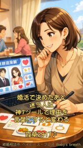 婚活で決めたあと迷う人は、神7ツールで理由を言葉にすると変わる　栃木県 佐野市 結婚相談所 ベイビーズ・ブレス