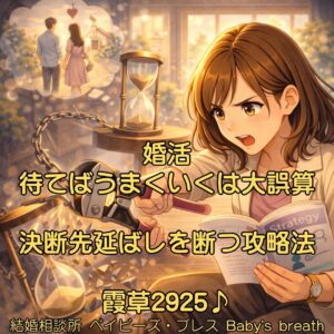 婚活、待てばうまくいくは大誤算、決断先延ばしを断つ攻略法　栃木県 佐野市 結婚相談所 ベイビーズ・ブレス