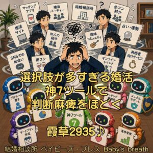 選択肢が多すぎる婚活、神7ツールで判断麻痺をほどく　栃木県 佐野市 結婚相談所 ベイビーズ・ブレス